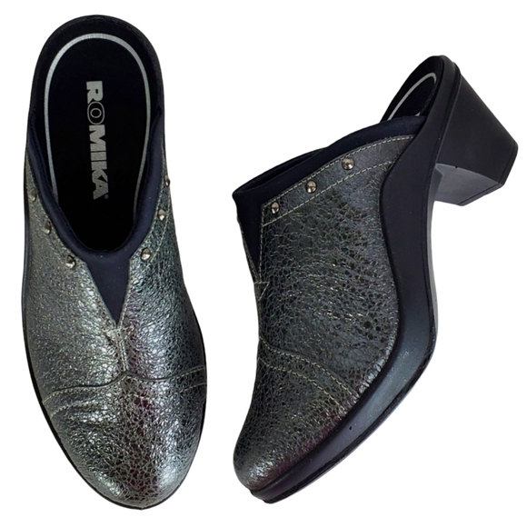 New Romika mokassetta 271 silver studs dots slide on mules - Picture 4 of 13